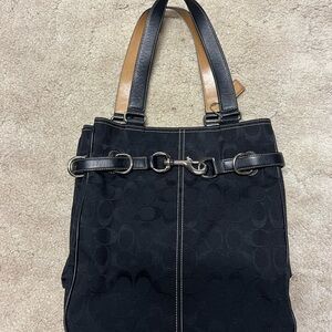 Coach Black and Tan Signature Tote